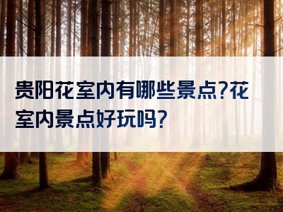 贵阳花室内有哪些景点？花室内景点好玩吗？
