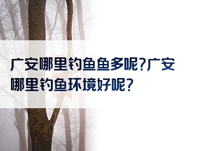 广安哪里钓鱼鱼多呢？广安哪里钓鱼环境好呢？