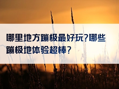 哪里地方蹦极最好玩？哪些蹦极地体验超棒？