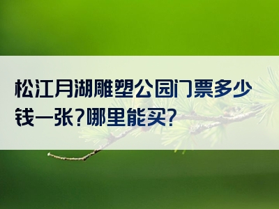 松江月湖雕塑公园门票多少钱一张？哪里能买？