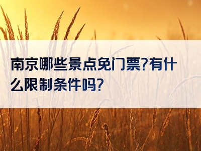 南京哪些景点免门票？有什么限制条件吗？