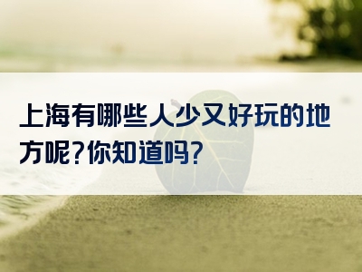 上海有哪些人少又好玩的地方呢？你知道吗？