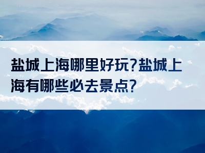 盐城上海哪里好玩？盐城上海有哪些必去景点？