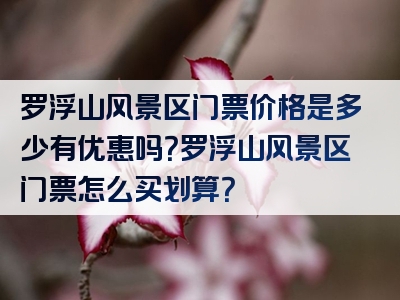 罗浮山风景区门票价格是多少有优惠吗？罗浮山风景区门票怎么买划算？