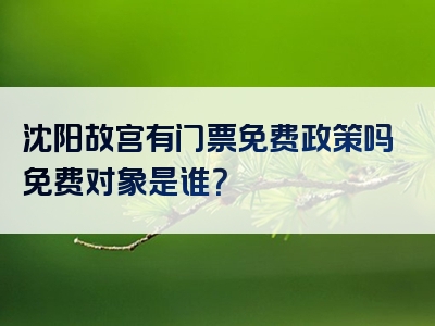 沈阳故宫有门票免费政策吗免费对象是谁？