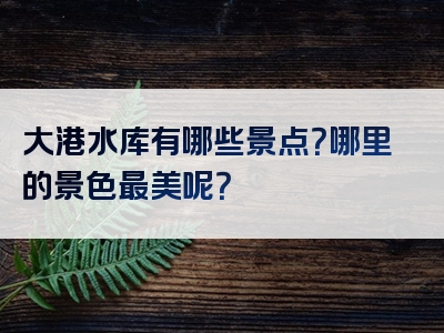 大港水库有哪些景点？哪里的景色最美呢？