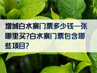 增城白水寨门票多少钱一张哪里买？白水寨门票包含哪些项目？