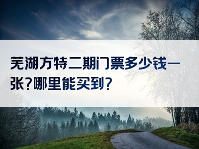 芜湖方特二期门票多少钱一张？哪里能买到？