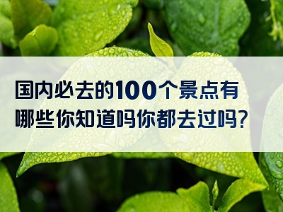 国内必去的100个景点有哪些你知道吗你都去过吗？