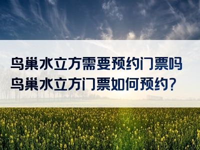 鸟巢水立方需要预约门票吗鸟巢水立方门票如何预约？