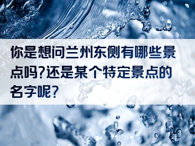 你是想问兰州东侧有哪些景点吗？还是某个特定景点的名字呢？