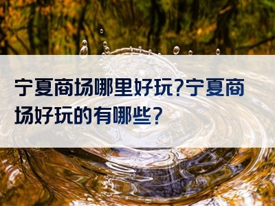 宁夏商场哪里好玩？宁夏商场好玩的有哪些？