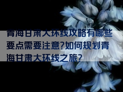 青海甘肃大环线攻略有哪些要点需要注意？如何规划青海甘肃大环线之旅？