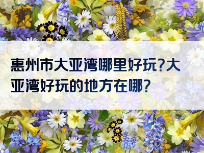 惠州市大亚湾哪里好玩？大亚湾好玩的地方在哪？