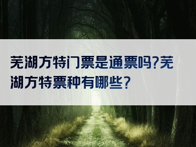 芜湖方特门票是通票吗？芜湖方特票种有哪些？