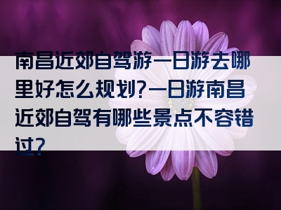 南昌近郊自驾游一日游去哪里好怎么规划？一日游南昌近郊自驾有哪些景点不容错过？