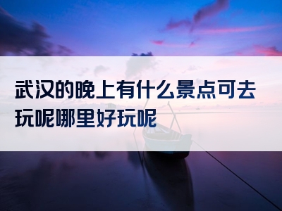 武汉的晚上有什么景点可去玩呢哪里好玩呢