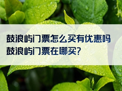 鼓浪屿门票怎么买有优惠吗鼓浪屿门票在哪买？