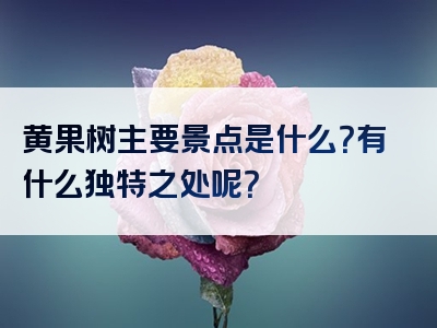 黄果树主要景点是什么？有什么独特之处呢？