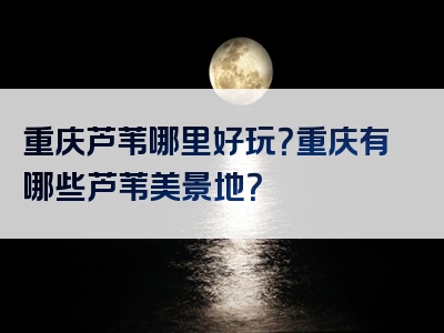 重庆芦苇哪里好玩？重庆有哪些芦苇美景地？