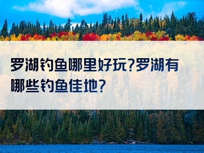 罗湖钓鱼哪里好玩？罗湖有哪些钓鱼佳地？