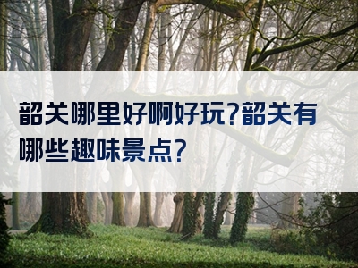 韶关哪里好啊好玩？韶关有哪些趣味景点？