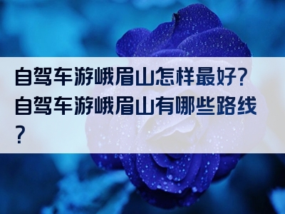 自驾车游峨眉山怎样最好？自驾车游峨眉山有哪些路线？