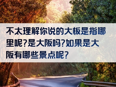 不太理解你说的大板是指哪里呢？是大阪吗？如果是大阪有哪些景点呢？