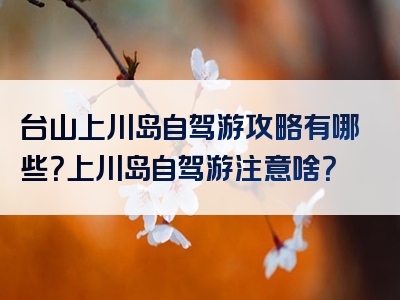 台山上川岛自驾游攻略有哪些？上川岛自驾游注意啥？