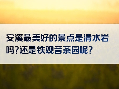 安溪最美好的景点是清水岩吗？还是铁观音茶园呢？