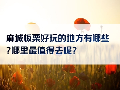 麻城板栗好玩的地方有哪些？哪里最值得去呢？