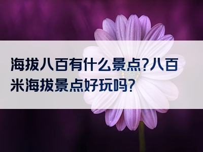 海拔八百有什么景点？八百米海拔景点好玩吗？