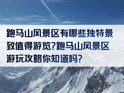 跑马山风景区有哪些独特景致值得游览？跑马山风景区游玩攻略你知道吗？