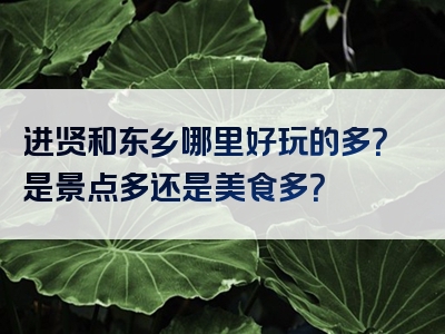 进贤和东乡哪里好玩的多？是景点多还是美食多？