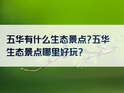 五华有什么生态景点？五华生态景点哪里好玩？