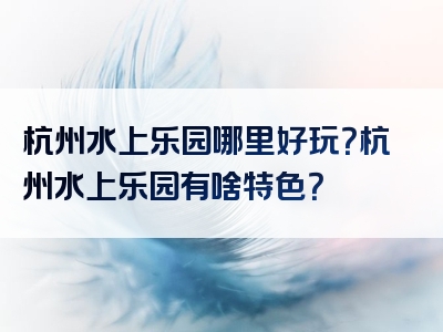 杭州水上乐园哪里好玩？杭州水上乐园有啥特色？