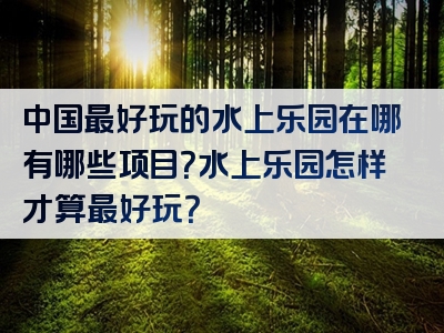 中国最好玩的水上乐园在哪有哪些项目？水上乐园怎样才算最好玩？