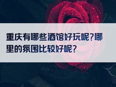 重庆有哪些酒馆好玩呢？哪里的氛围比较好呢？