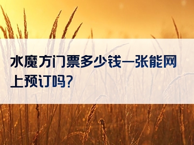 水魔方门票多少钱一张能网上预订吗？