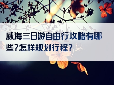 威海三日游自由行攻略有哪些？怎样规划行程？