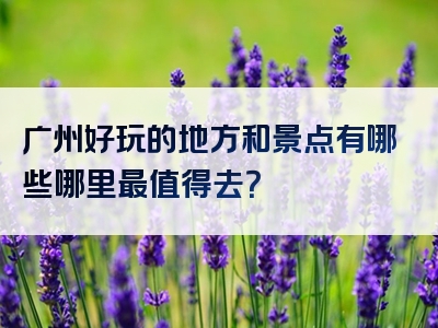 广州好玩的地方和景点有哪些哪里最值得去？