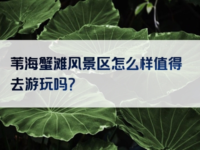 苇海蟹滩风景区怎么样值得去游玩吗？