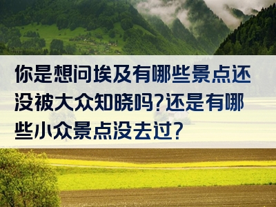 你是想问埃及有哪些景点还没被大众知晓吗？还是有哪些小众景点没去过？