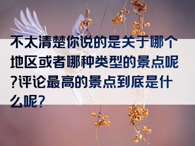 不太清楚你说的是关于哪个地区或者哪种类型的景点呢？评论最高的景点到底是什么呢？