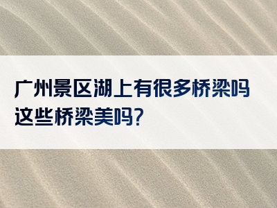 广州景区湖上有很多桥梁吗这些桥梁美吗？