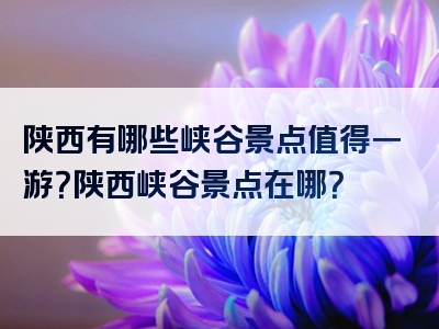 陕西有哪些峡谷景点值得一游？陕西峡谷景点在哪？