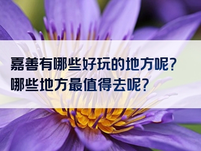 嘉善有哪些好玩的地方呢？哪些地方最值得去呢？