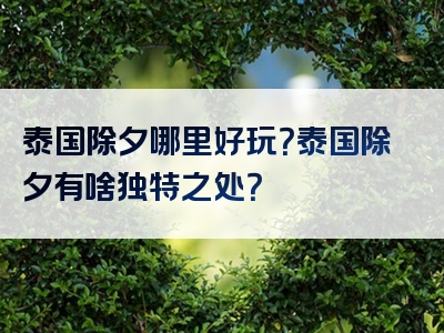 泰国除夕哪里好玩？泰国除夕有啥独特之处？