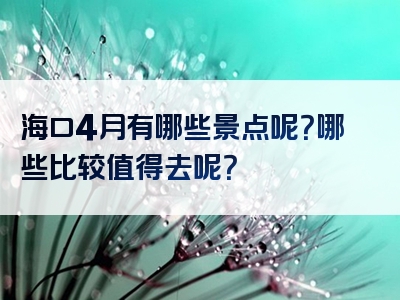 海口4月有哪些景点呢？哪些比较值得去呢？