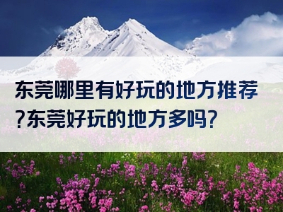 东莞哪里有好玩的地方推荐？东莞好玩的地方多吗？